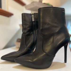 Michael Kors black leather stiletto heel ankle boot